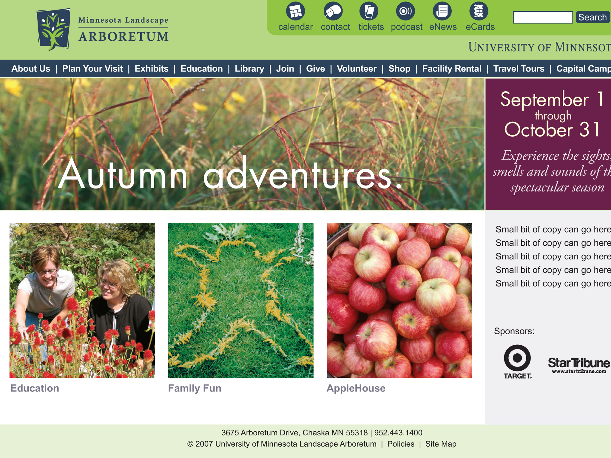 Minnesota Landscape Arboretum Website Concept