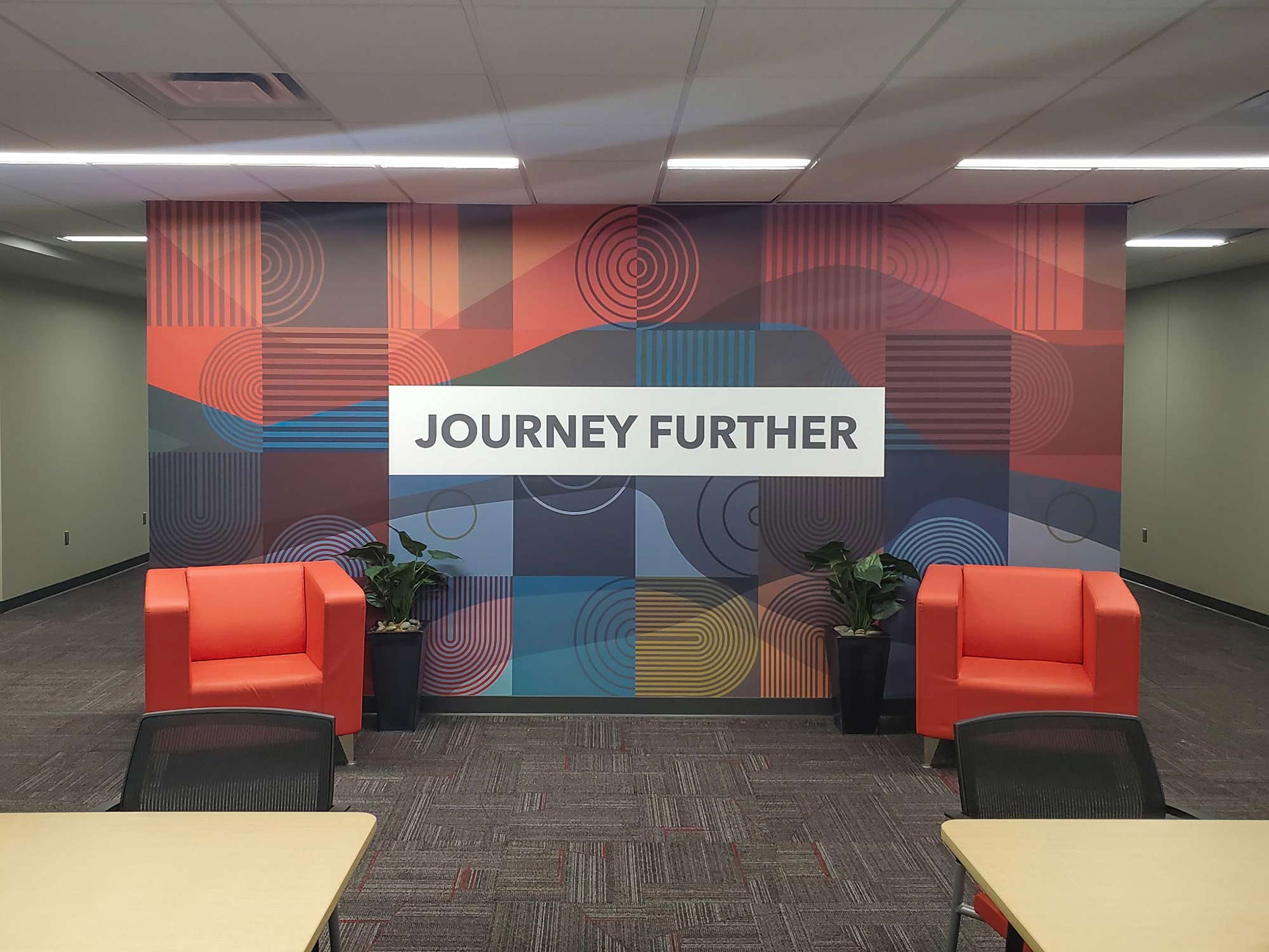 Wall wrap at the adult learning center at Eden Prairie Schools' Valley View Campus