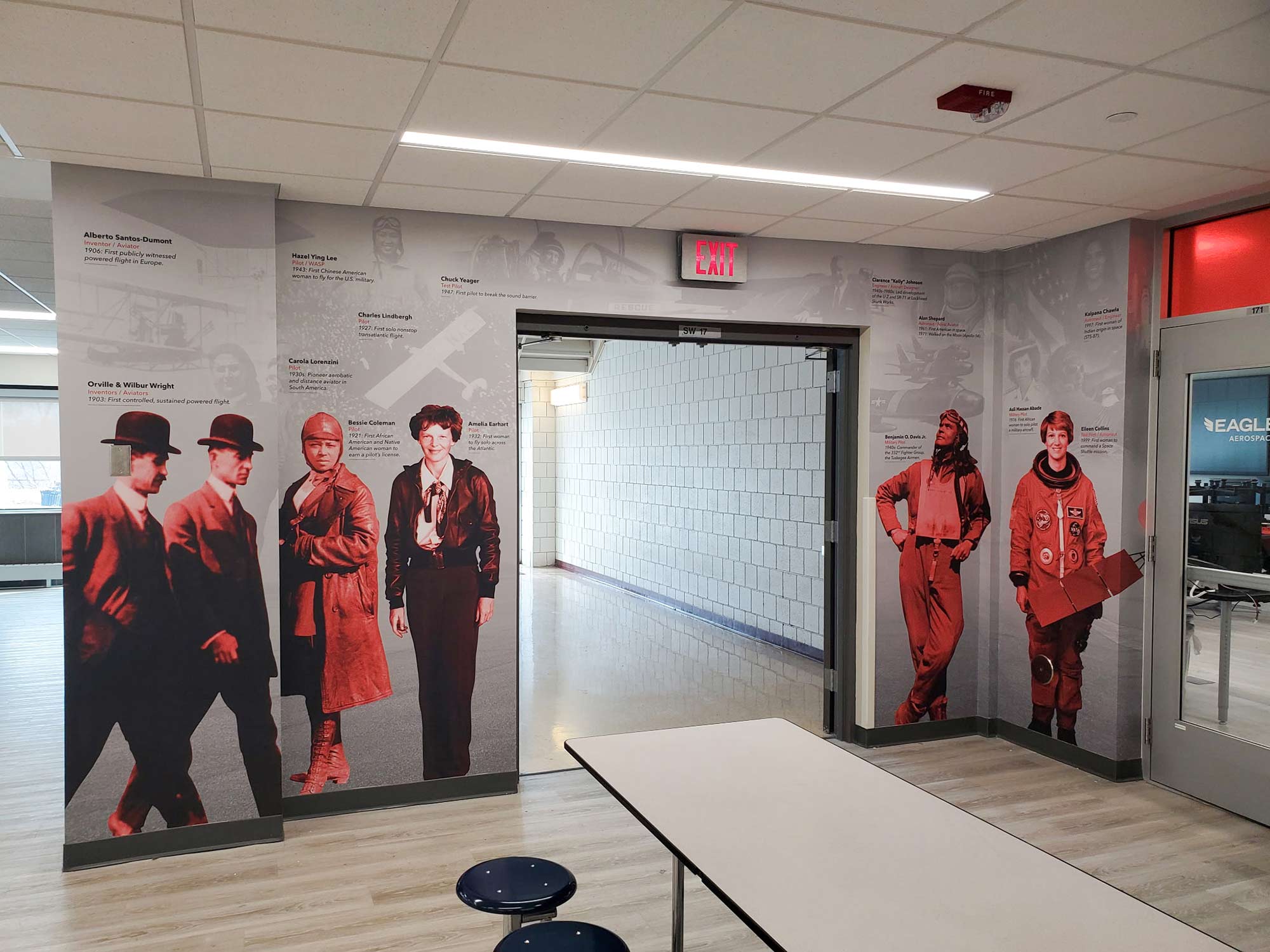 Aeronautics heroes wall mural