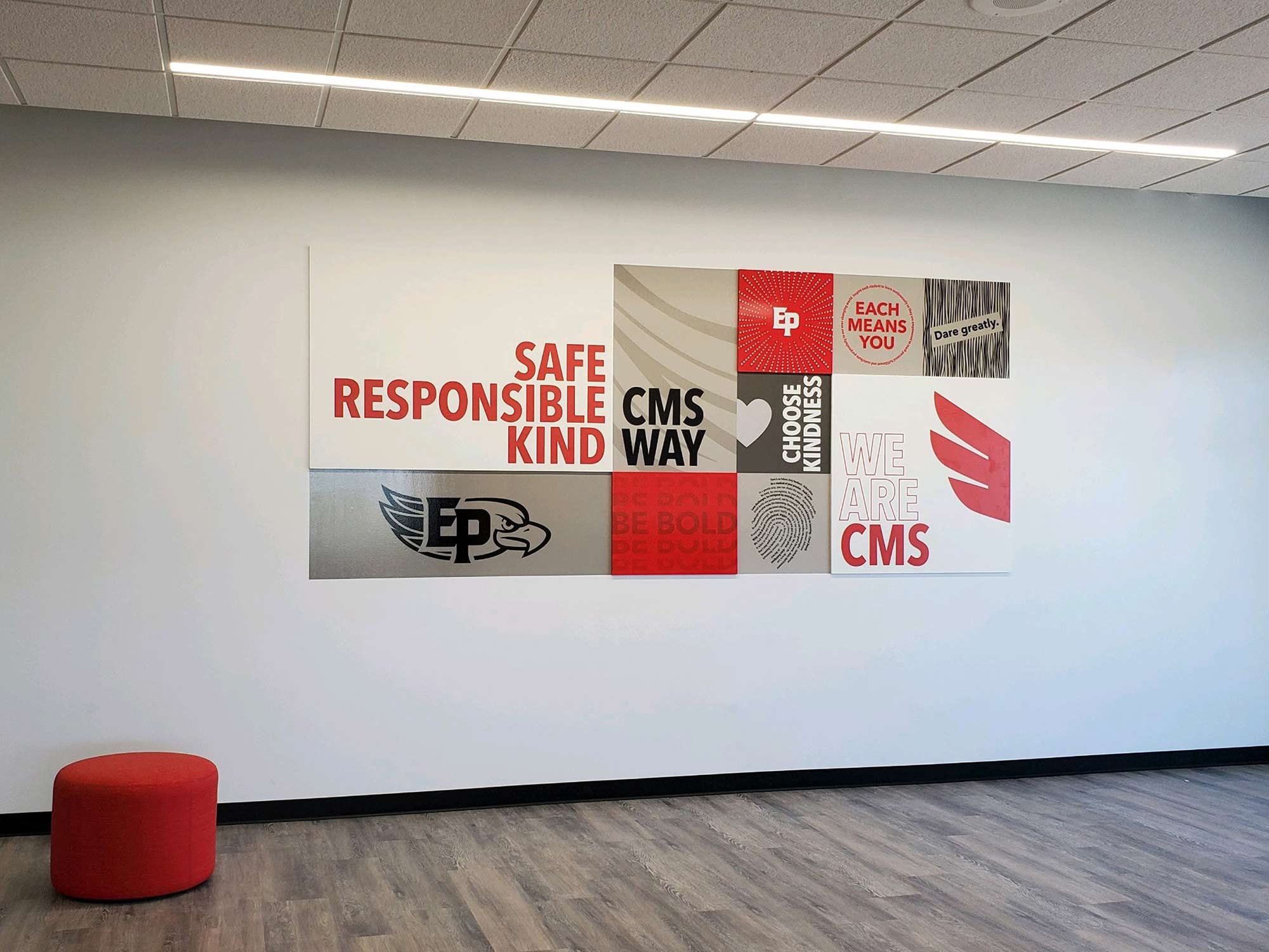 Wall graphics at Central Middle School in Eden Prairie
