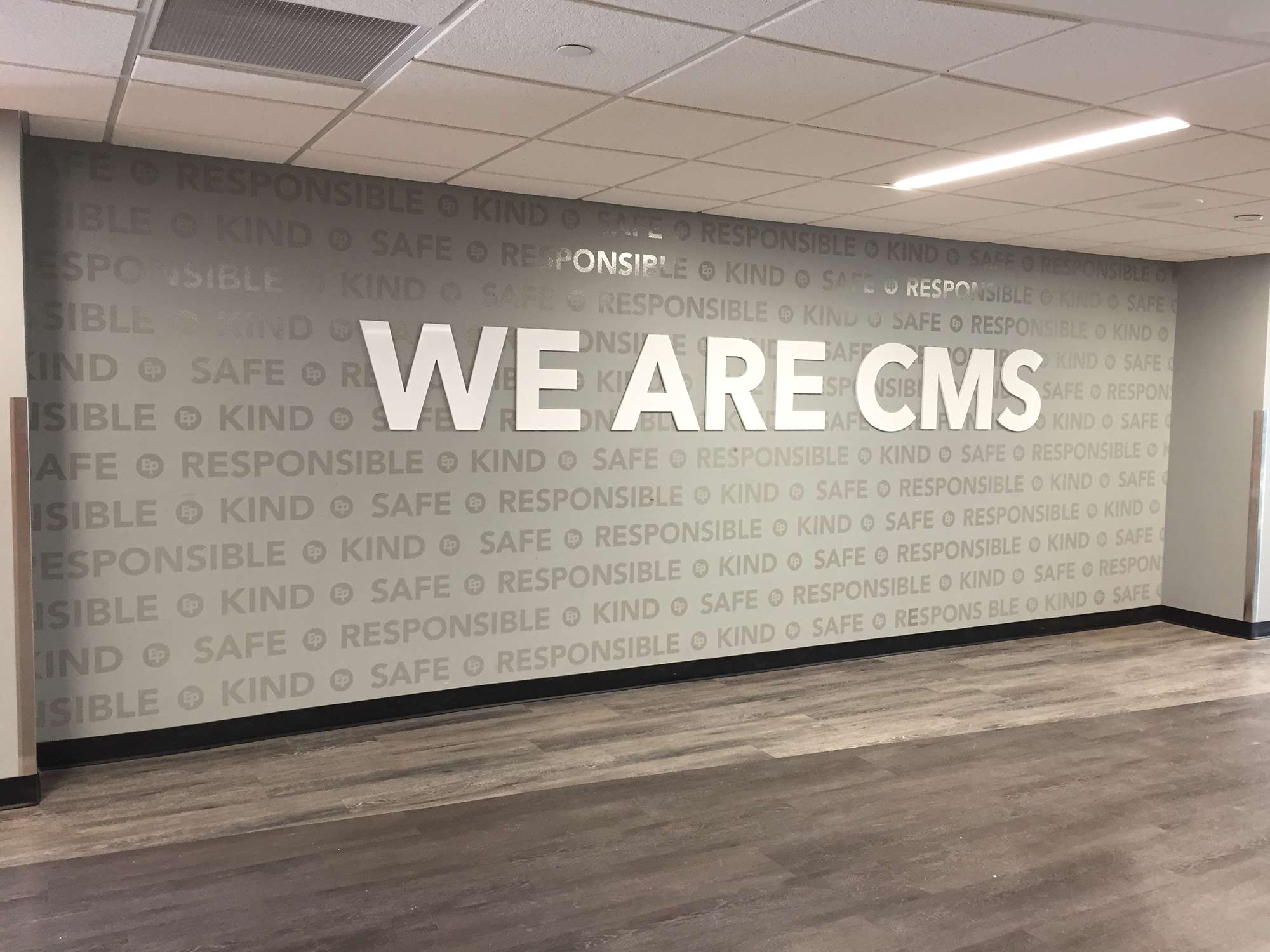 Focal wall graphics at Central Middle School in Eden Prairie