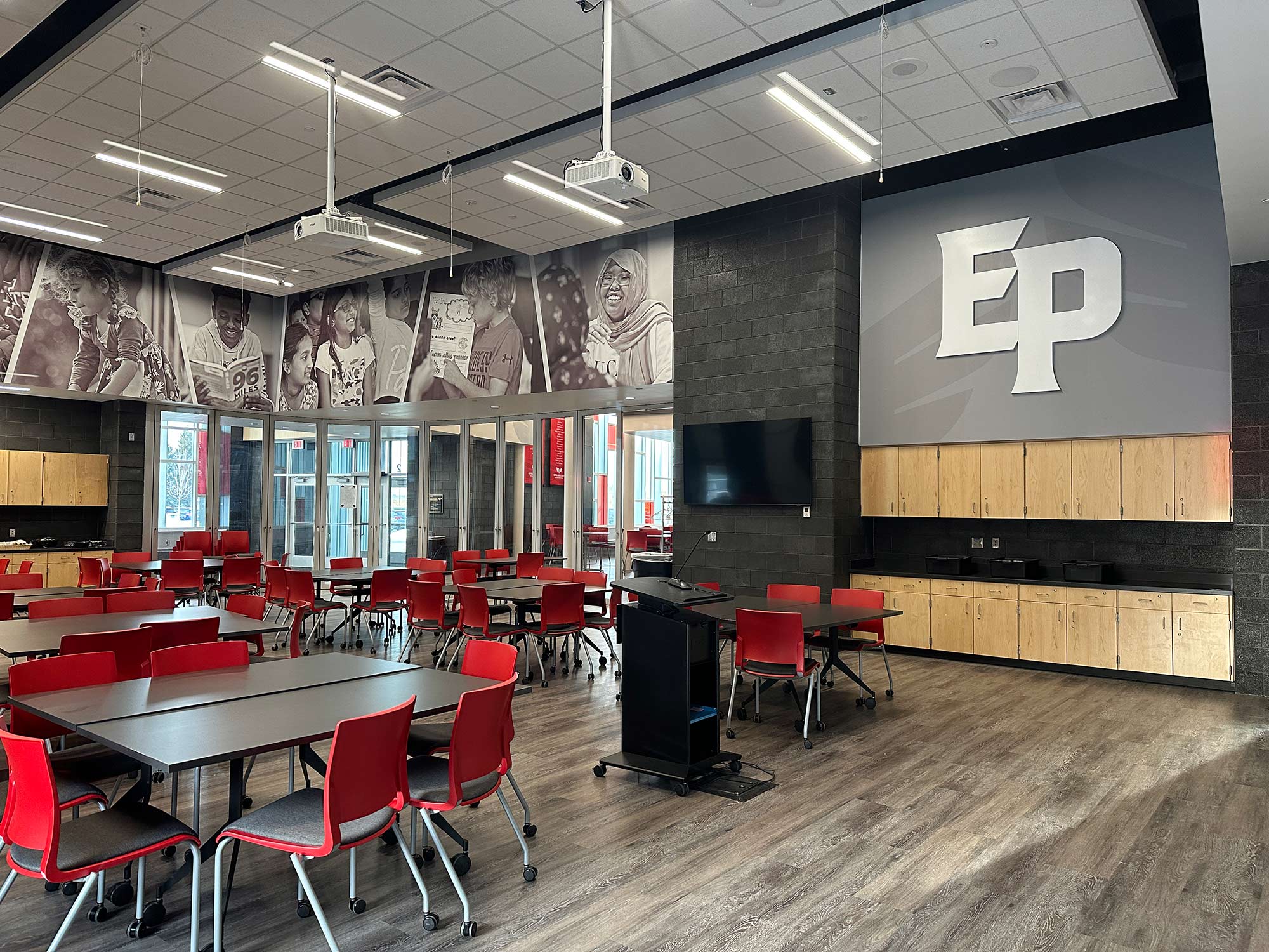Eden Prairie Schools community room graphics at Central Middle School